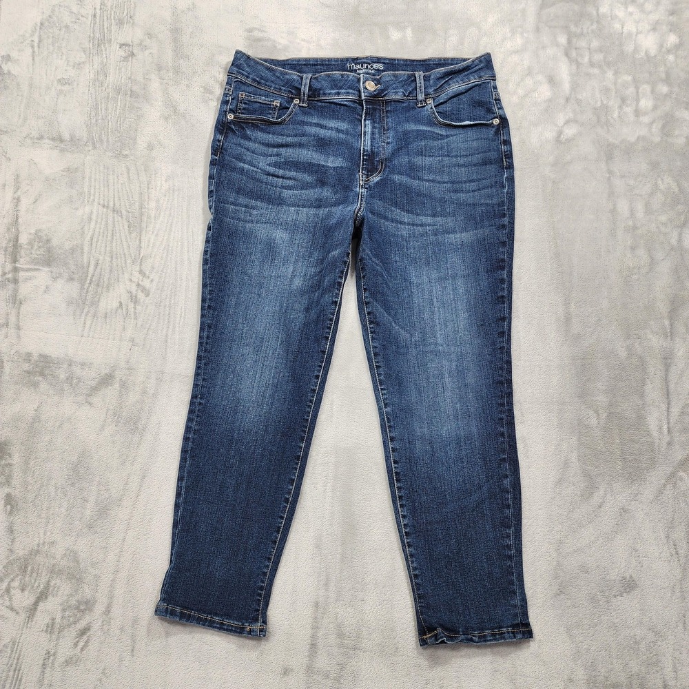 Maurices Jeans Womens 18W Blue High Rise Skinny Crop Stretch Denim Dark Wash